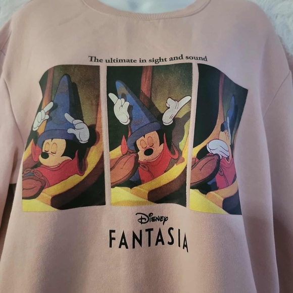 H&M Disney Fantasia Pink Oversized Crewneck Sweater Size Small - Picture 4 of 14